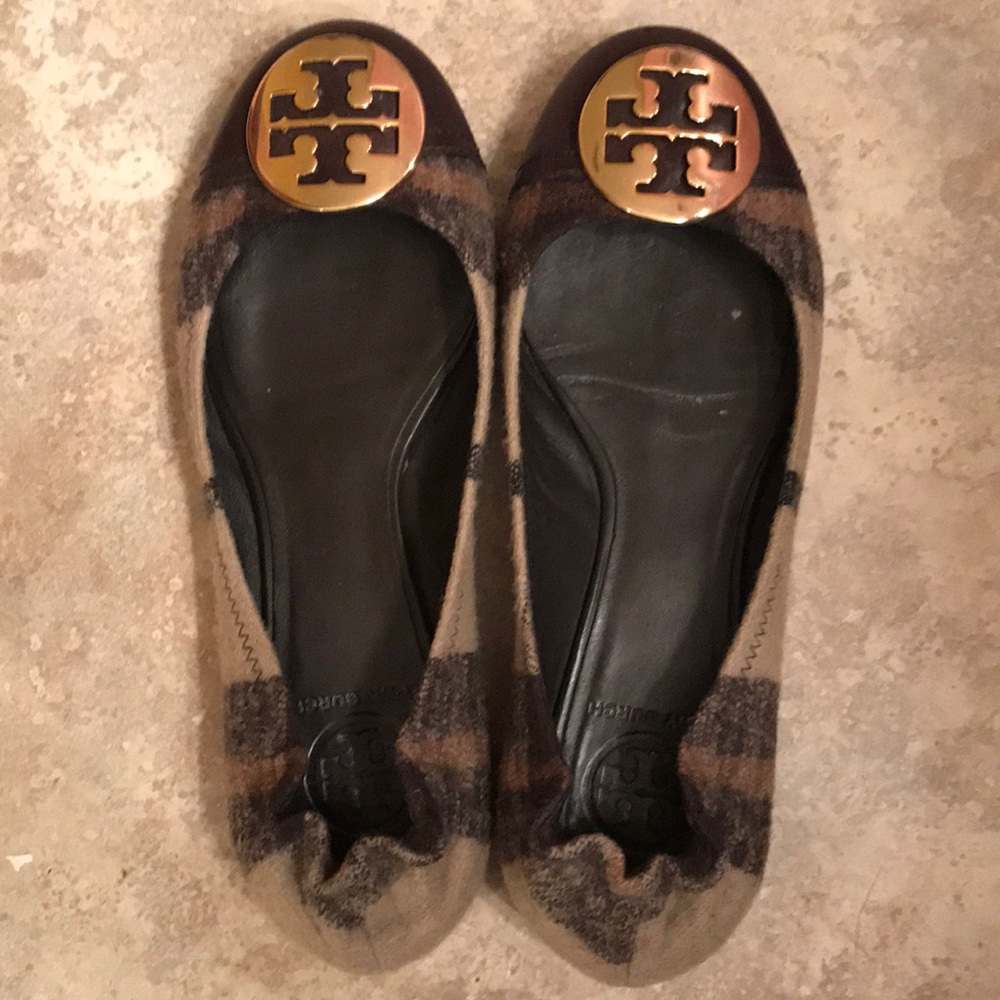 Tory Burch Flannel Plaid Flats